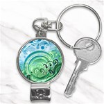 Blue Green Circle Design Nail Clippers Key Chain