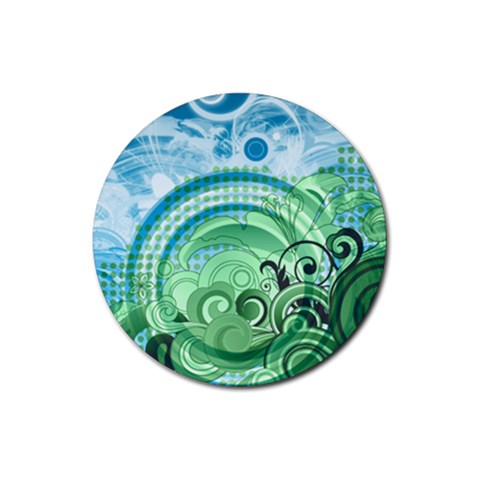 Blue Green Circle Design Rubber Coaster (Round) from ArtsNow.com Front