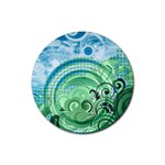 Blue Green Circle Design Rubber Coaster (Round)