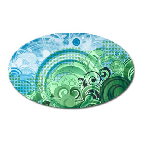 Blue Green Circle Design Magnet (Oval) from ArtsNow.com Front