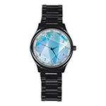 Blue Lights Stainless Steel Round Watch