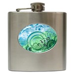 Blue Green Circle Design Hip Flask (6 oz)