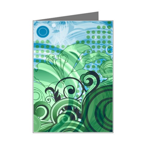 Blue Green Circle Design Mini Greeting Card from ArtsNow.com Left