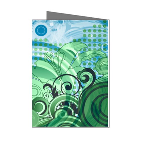 Blue Green Circle Design Mini Greeting Cards (Pkg of 8) from ArtsNow.com Left