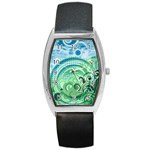 Blue Green Circle Design Barrel Style Metal Watch