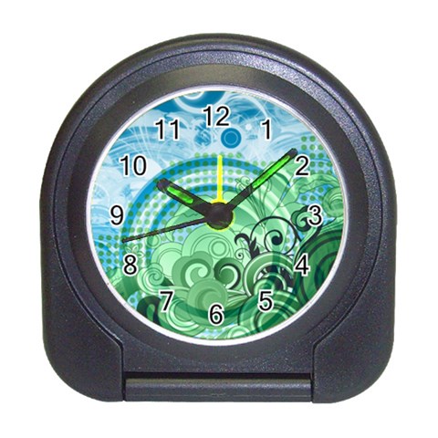 Blue Green Circle Design Travel Alarm Clock from ArtsNow.com Front