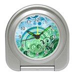 Blue Green Circle Design Travel Alarm Clock