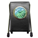 Blue Green Circle Design Pen Holder Desk Clock