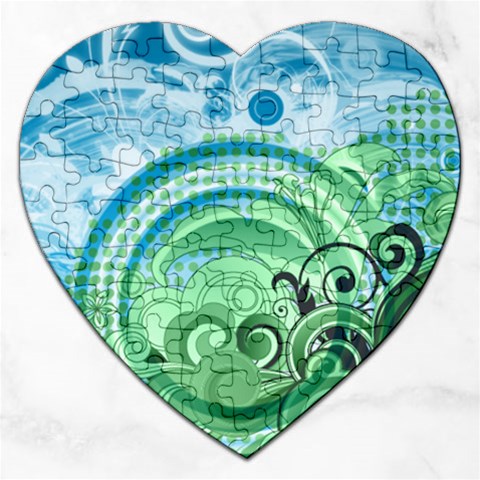 Blue Green Circle Design Jigsaw Puzzle (Heart) from ArtsNow.com Front