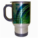 Blue Green Circle Design Travel Mug (Silver Gray)