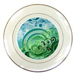 Blue Green Circle Design Porcelain Plate