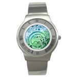 Blue Green Circle Design Stainless Steel Watch