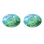 Blue Green Circle Design Cufflinks (Oval)