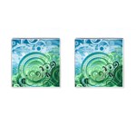 Blue Green Circle Design Cufflinks (Square)