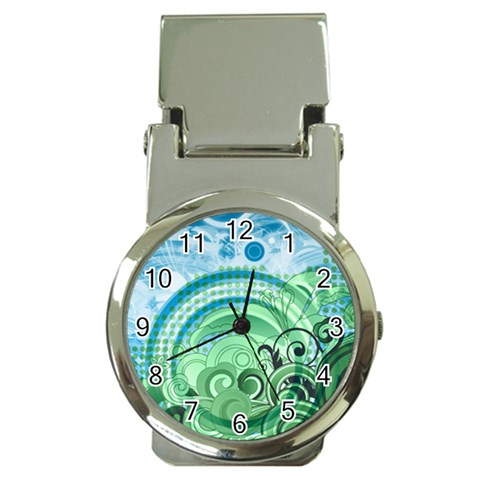 Blue Green Circle Design Money Clip Watch from ArtsNow.com Front