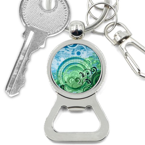 Blue Green Circle Design Bottle Opener Key Chain from ArtsNow.com Front