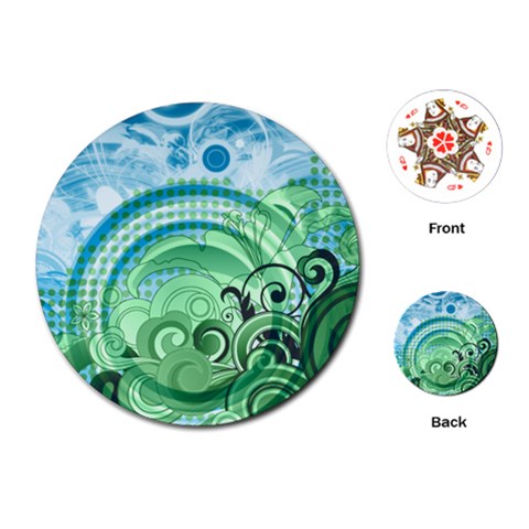 Blue Green Circle Design Playing Cards (Round) from ArtsNow.com Front