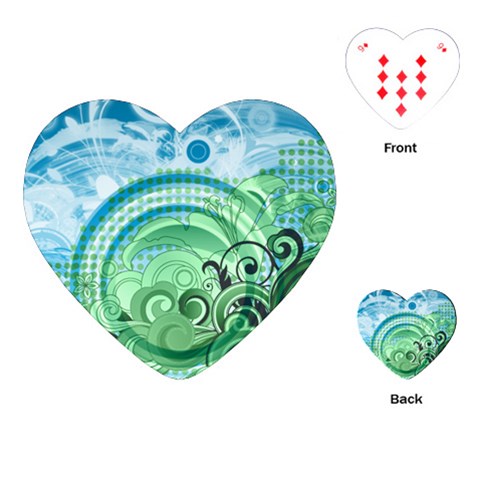 Blue Green Circle Design Playing Cards (Heart) from ArtsNow.com Front