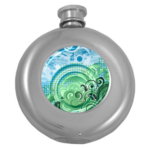 Blue Green Circle Design Hip Flask (5 oz) from ArtsNow.com Front