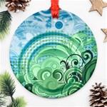 Blue Green Circle Design Round Ornament (Two Sides)