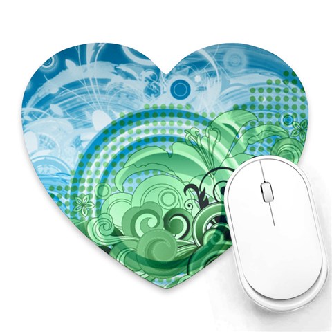 Blue Green Circle Design Heart Mousepad from ArtsNow.com Front