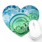 Blue Green Circle Design Heart Mousepad