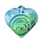 Blue Green Circle Design Dog Tag Heart (One Side)