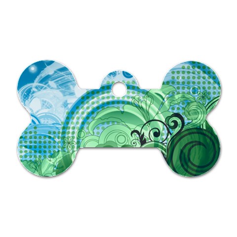 Blue Green Circle Design Dog Tag Bone (Two Sides) from ArtsNow.com Back