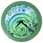 Blue Green Circle Design Color Wall Clock