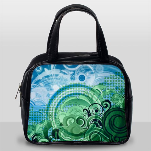 Blue Green Circle Design Classic Handbag (One Side) from ArtsNow.com Front