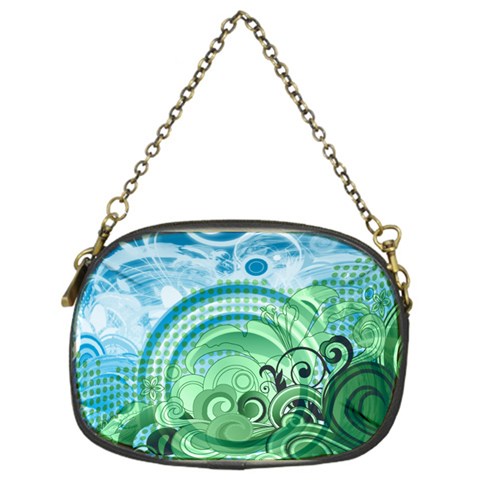 Blue Green Circle Design Chain Purse (One Side) from ArtsNow.com Front