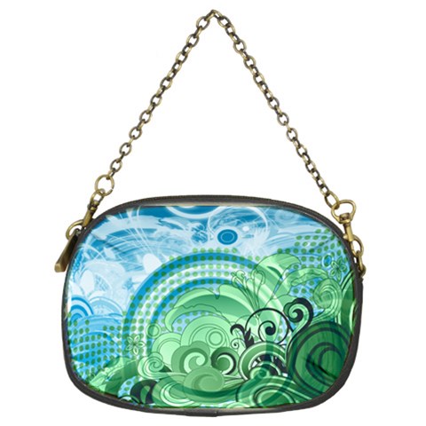 Blue Green Circle Design Chain Purse (Two Sides) from ArtsNow.com Front