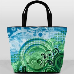 Blue Green Circle Design Bucket Bag from ArtsNow.com Front