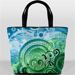 Blue Green Circle Design Bucket Bag