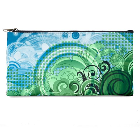 Blue Green Circle Design Pencil Case from ArtsNow.com Front