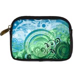 Blue Green Circle Design Digital Camera Leather Case