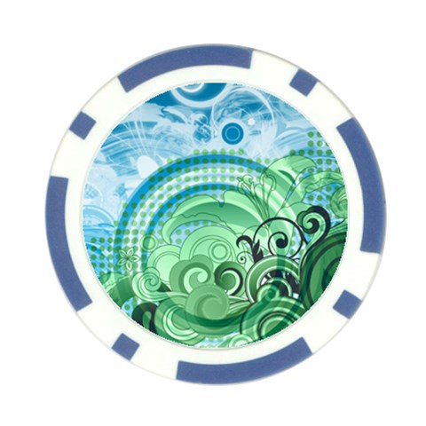 Blue Green Circle Design Poker Chip Card Guard (10 pack) from ArtsNow.com Front