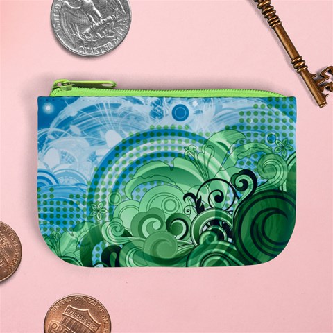 Blue Green Circle Design Mini Coin Purse from ArtsNow.com Front