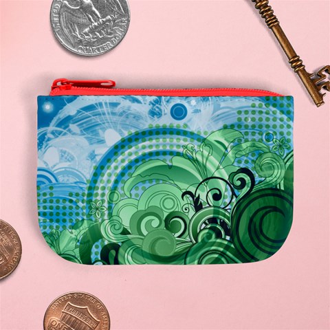 Blue Green Circle Design Mini Coin Purse from ArtsNow.com Front