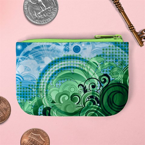 Blue Green Circle Design Mini Coin Purse from ArtsNow.com Back