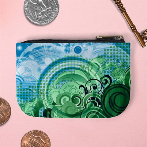 Blue Green Circle Design Mini Coin Purse from ArtsNow.com Back