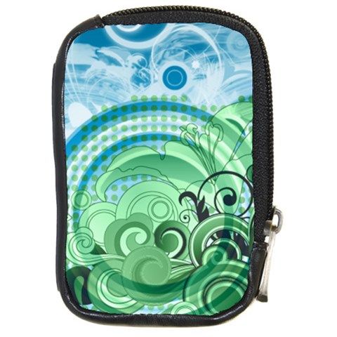 Blue Green Circle Design Compact Camera Leather Case from ArtsNow.com Front