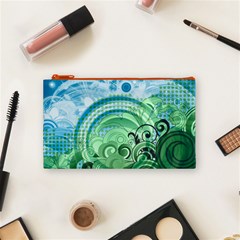 Blue Green Circle Design Cosmetic Bag (Small) from ArtsNow.com Front