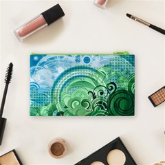 Blue Green Circle Design Cosmetic Bag (Small) from ArtsNow.com Back