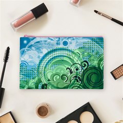 Blue Green Circle Design Cosmetic Bag (Medium) from ArtsNow.com Front