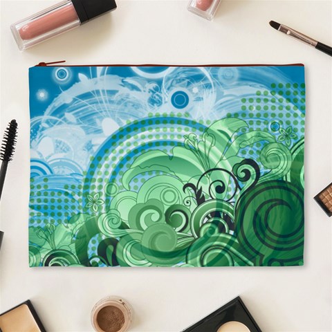 Blue Green Circle Design Cosmetic Bag (XL) from ArtsNow.com Front