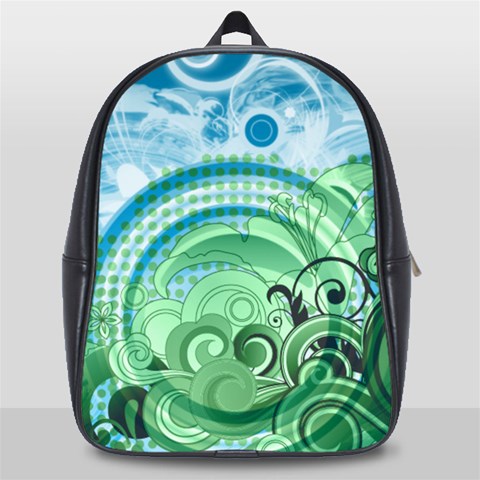 Blue Green Circle Design School Bag (Large) from ArtsNow.com Front