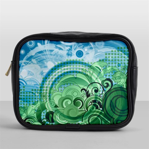 Blue Green Circle Design Mini Toiletries Bag (One Side) from ArtsNow.com Front