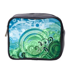 Blue Green Circle Design Mini Toiletries Bag (Two Sides) from ArtsNow.com Front