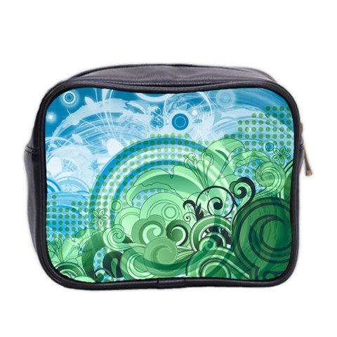 Blue Green Circle Design Mini Toiletries Bag (Two Sides) from ArtsNow.com Back